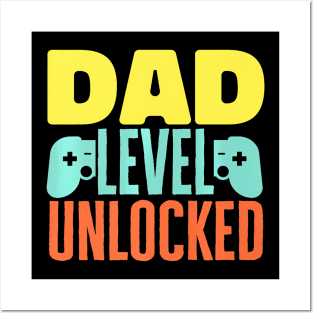 Mens Father's Day  Dad Level Unlocked Gamer Dad Posters and Art